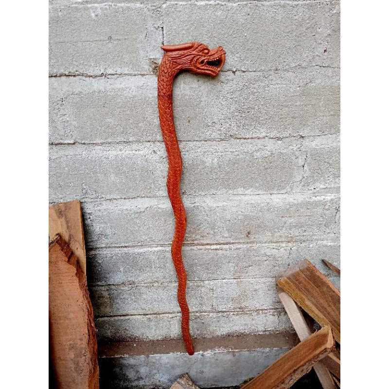 Tongkat Jalan Kayu NAGASARI Full Ukiran