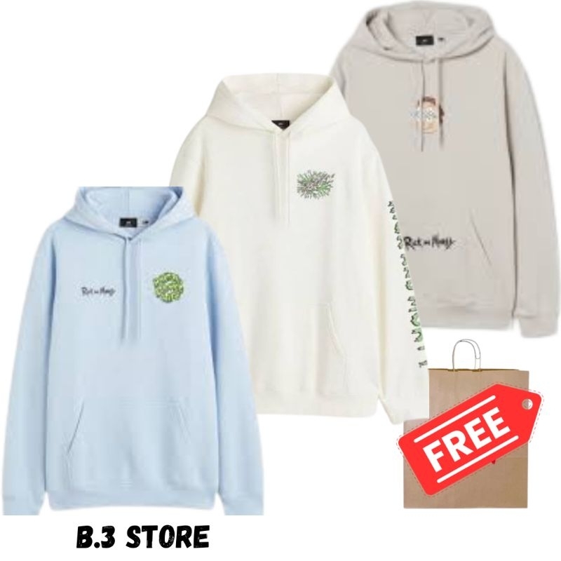 Hoodie Jaket HM Pria Wanita Rick Morty Broken White/BW Brown Blue Hoodie Sweatshirt Pria Wanita Full