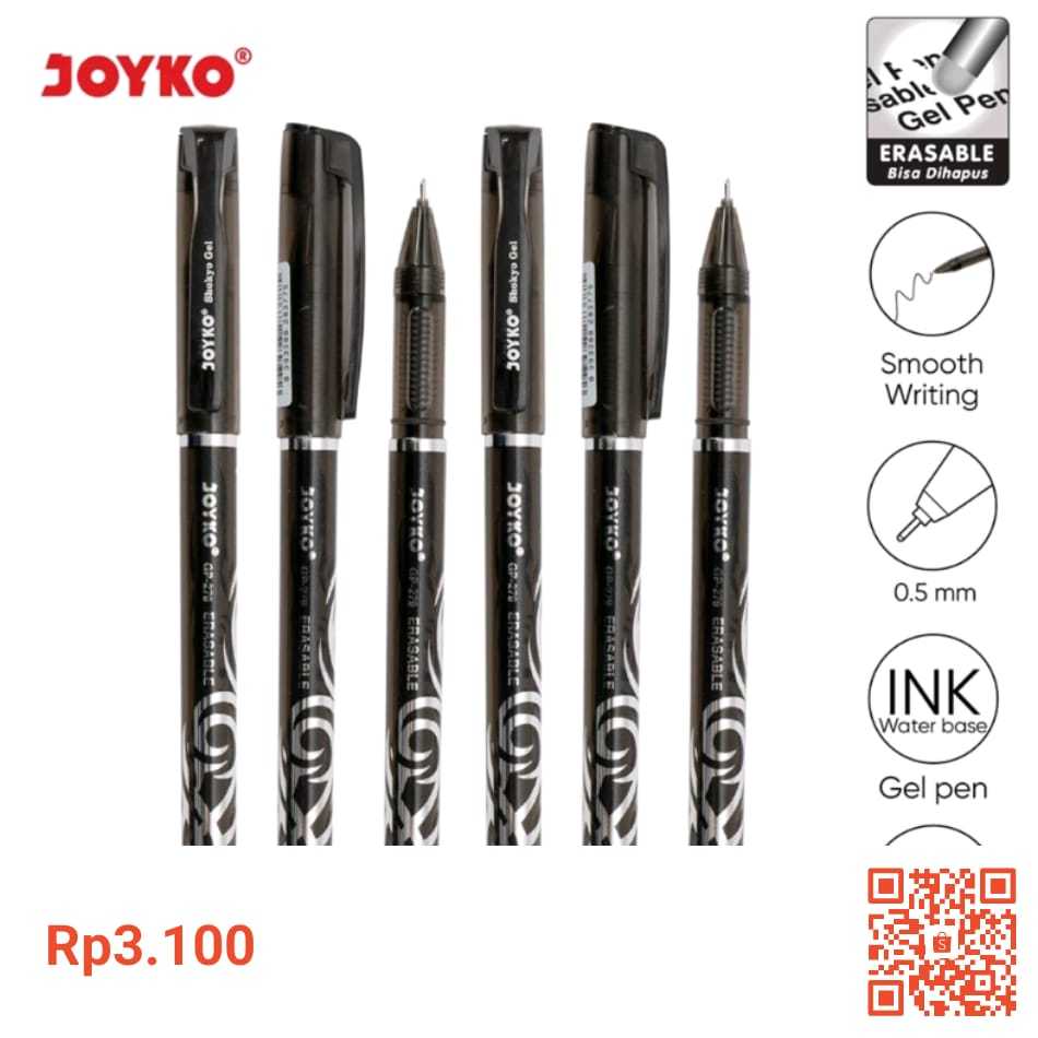 

Pen Joyko Erasable Gel Pen Pulpen Pena Bisa Dihapus Joyko GP-279 Shokyo 0.5 mm bahan bagus