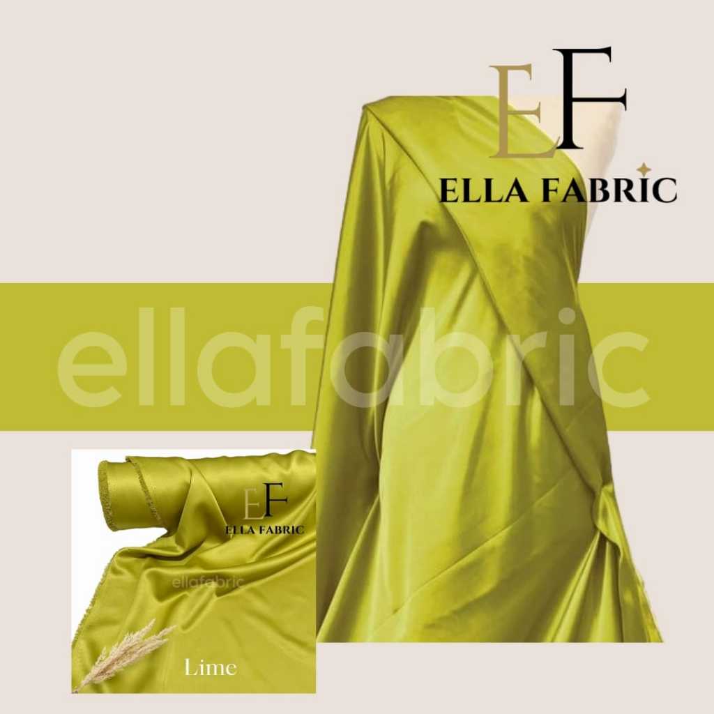 BAHAN KAIN SATIN PER KELIPATAN 1/2 (SETENGAH) Meter Satin Velvet Premium Lime