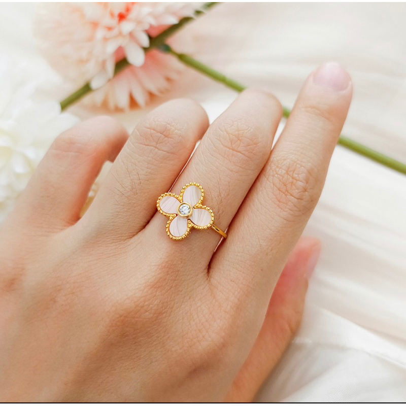 cincin emas asli pink flower cincin sakura
