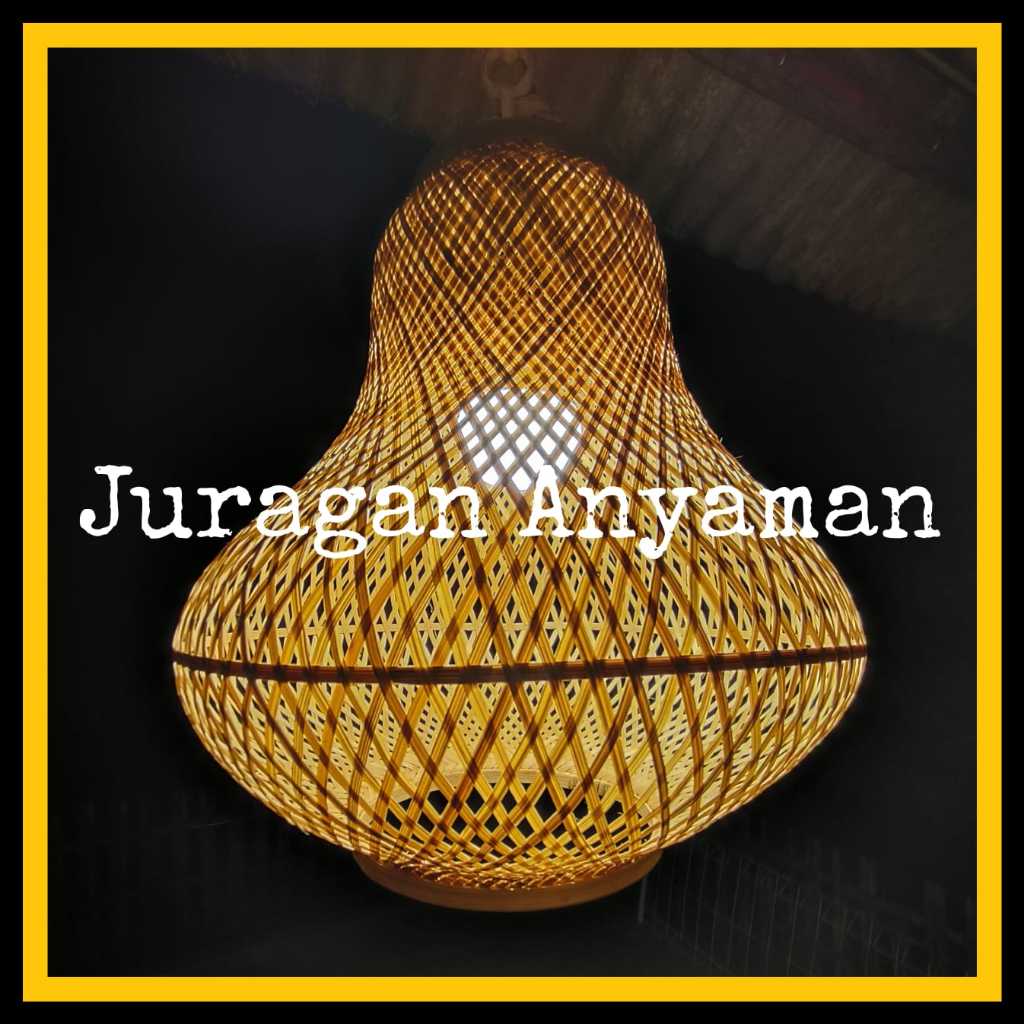 Kap Lampu Gantung Estetik Anyaman Bambu Model M Dekorasi Ruangan Minimalis Cafe Resto Resort Villa H