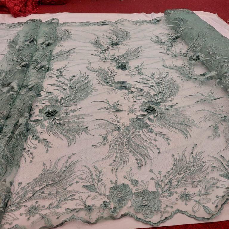 BEST SELLER PROMO MURAH Kain Tile Tulle brokat bunga timbul/ Tile 3d / Tile bunga timbul terbaru