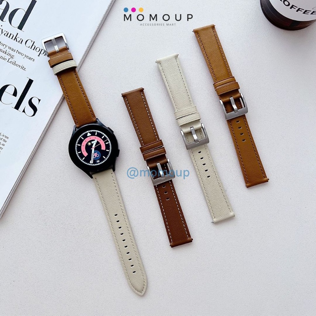 Strap Huawei Watch GT 4 46mm Kulit / Strap Samsung Galaxy Watch 22mm / Strap Universal 22mm Bahan Ku