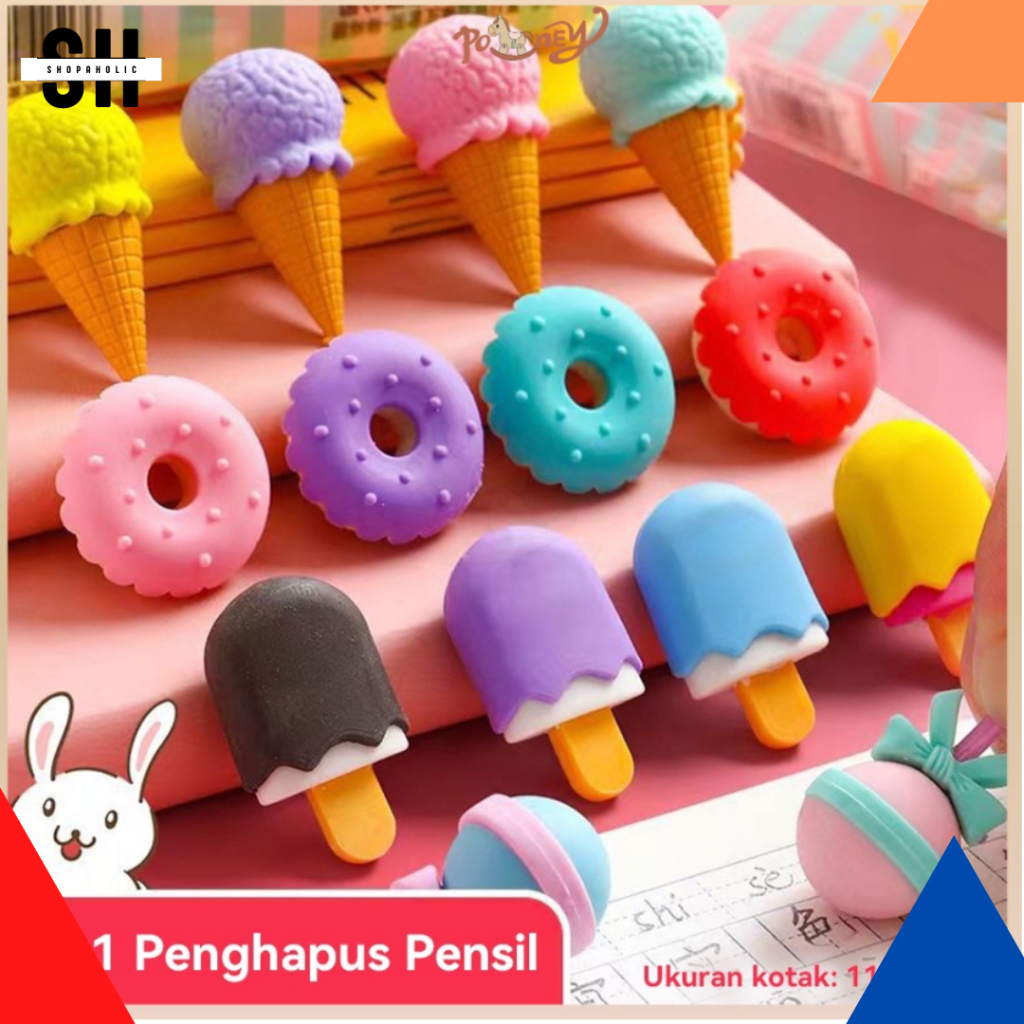 

4in1 Penghapus pensil Penghapus eraser hapusan set lucu model ice cream donat lollipop popsicle