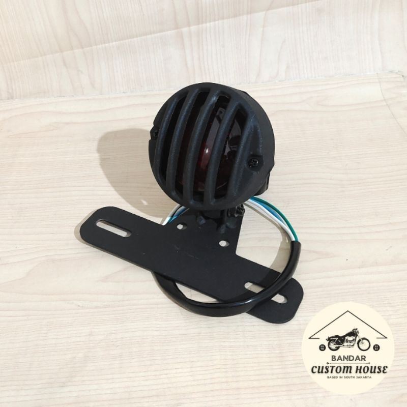 Stop Lamp Custom Grill Sedang Set Pangkon Hitam W175 XSR 155 Japstyle