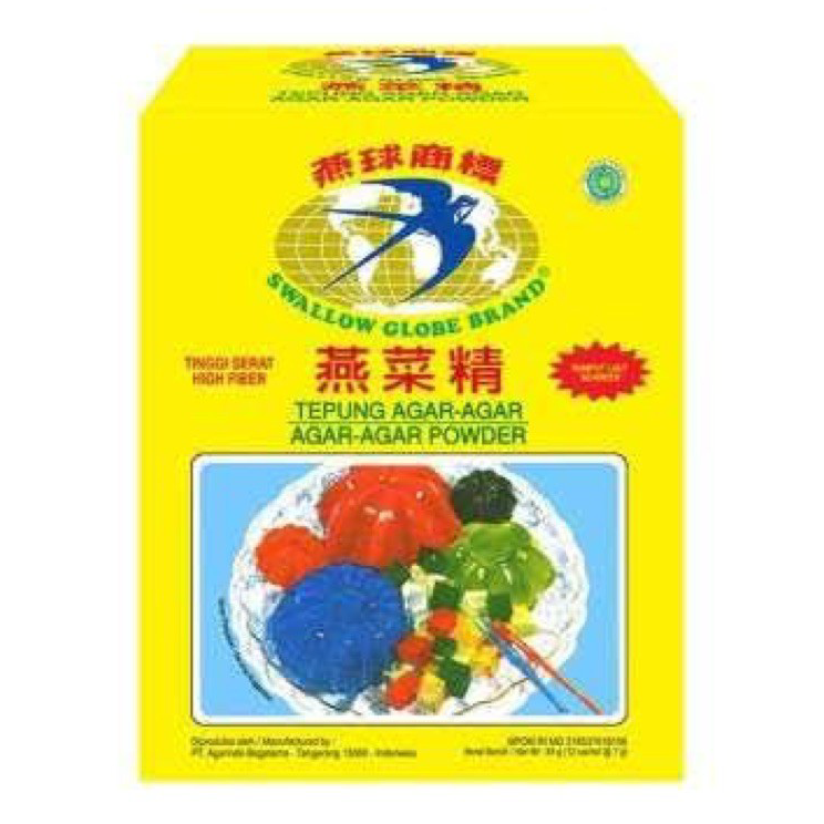 

Best Terlaris Agar agar swallow Globe Brand ( 1 box isi 12 sachet ) Bestseller