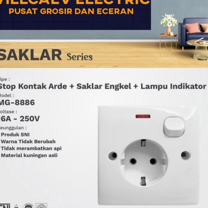 Promo MORGEN STOP KONTAK PLUS SAKLAR MG-8886 / STOP KONTAK PLUS SAKLAR MORGEN MG-8886 ✢vdf™