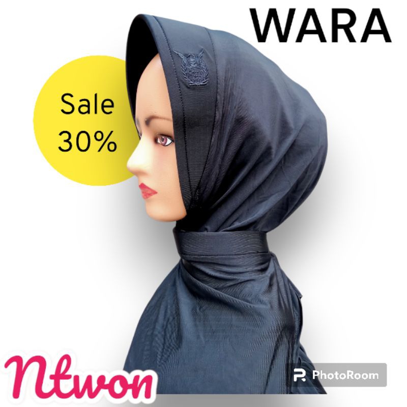 jilbab wara pet pendek 5 cm premium logo wara