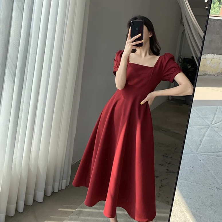 READY 88Clothing - U Neck Dress // Korean Party Dress Square Neck