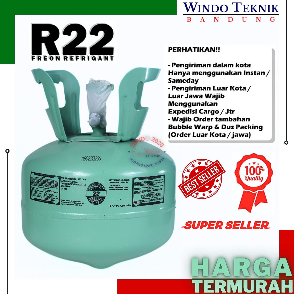 FREON R22 REFRIGANT | PREON R22 TABUNG DAN ISI 3 KG | FREON AC R 22 REFRIGANT TABUNG BESAR ORIGINAL 