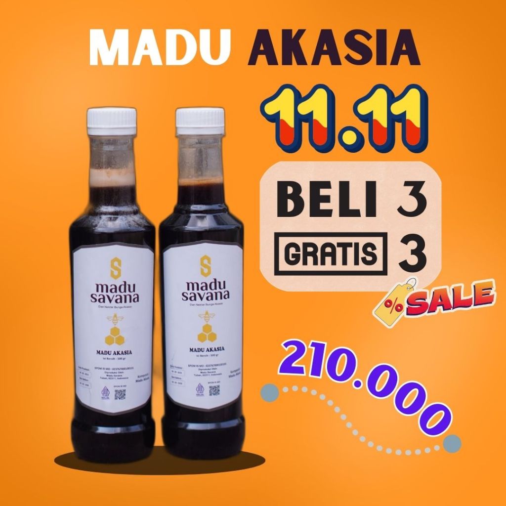 

PROMO Madu SAVANA Murni Asli Nektar Akasia 100% Pure Raw Honey MADU SAVANA BELI 3 GRATIS 3