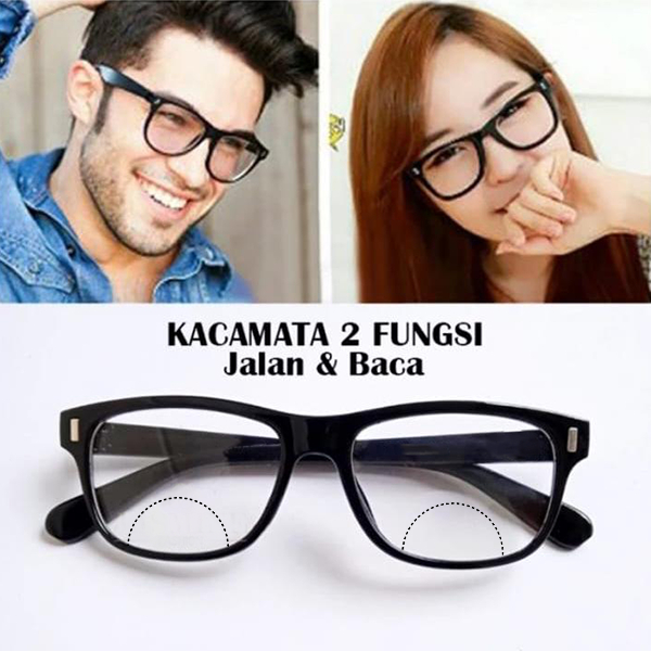 Kacamata Double Focus Baca Dan Jalan Pria/Wanita | Kacamata Baca Plus Rabun Dekat Frame Hitam | Kacamata Baca Murah Model Terbaru