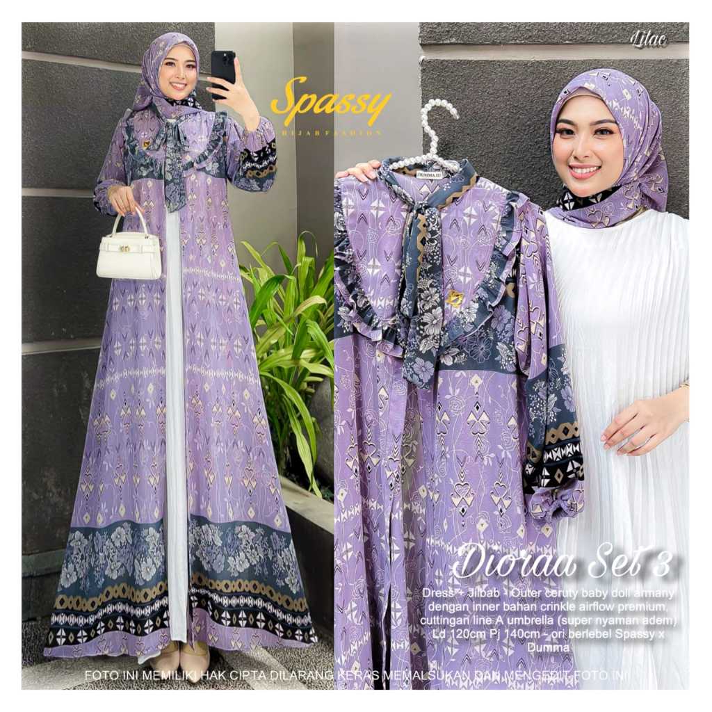 ( INCLUDE JILBAB ) DIORA DIORAA SET ORIGINAL BY SPASSY HIJAB OFFICIAL ORI GAMIS FASHION ORI TERBARU 