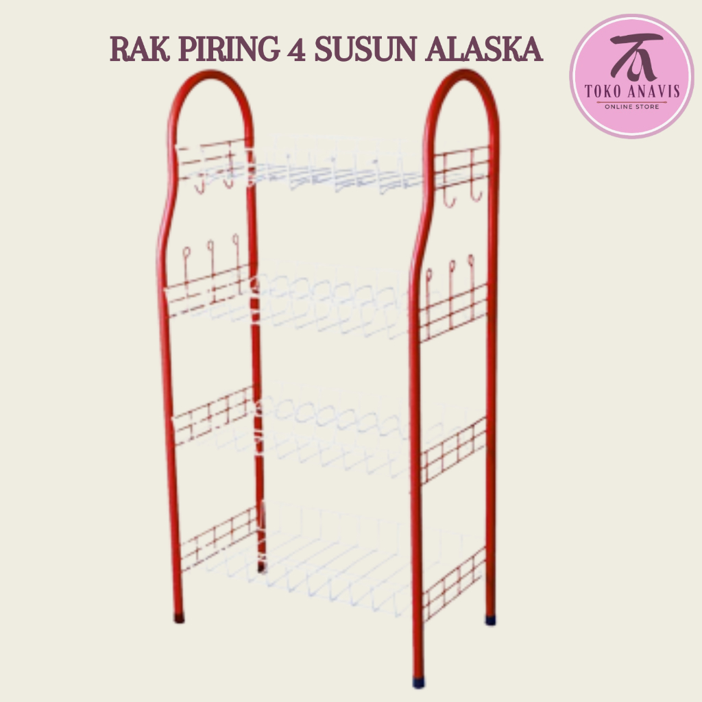 Rak piring wastafel lemari piring rak dapur susun 4 alaska