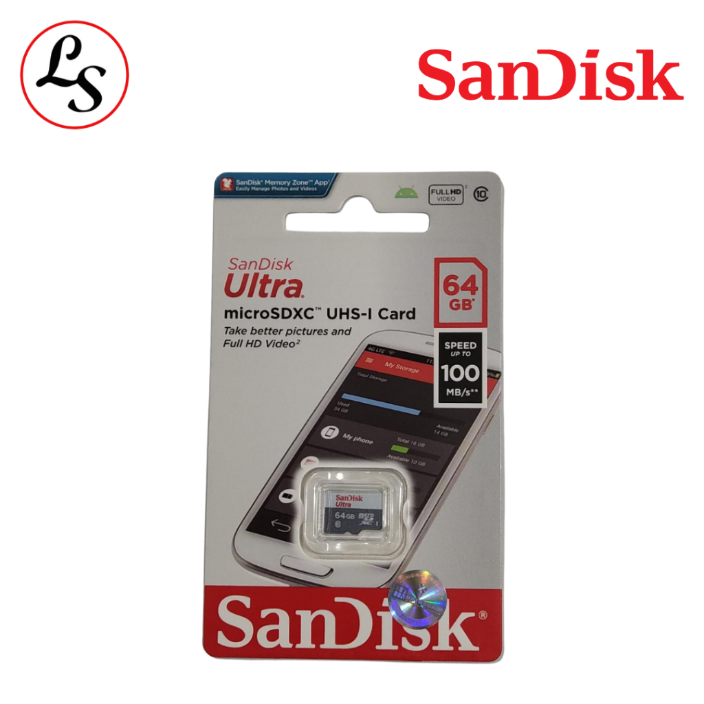 SANDISK MICRO SD 64GB CL10 100Mbps / kartu memori micro sd 64 gb