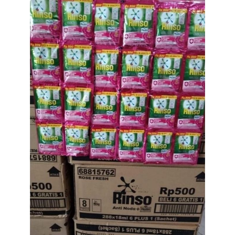 1 DUS Rinso Cair Renceng 18ml isi 288 sachet Anti Noda + Molto