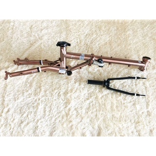 Frame set Fnhon Gust Rose Gold Titanium Db Discbrake Disc Brake 16 inch Tanpa Handlepost