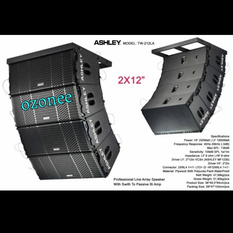 Speaker Line Array Ashley  TW-212LA Speaker  Pasif 2x12 Inch TW 212 LA