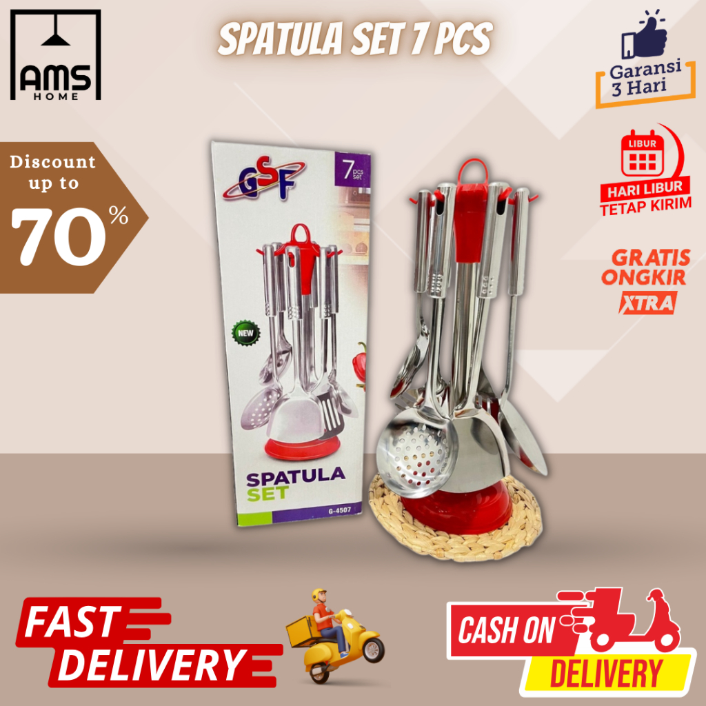 SPATULA SET GSF 7PCS / SPATULA GSF + WADAH GANTUNGAN / GSF 4406 / GSF4406 / GSF-4406 / GSF G-4406 / 