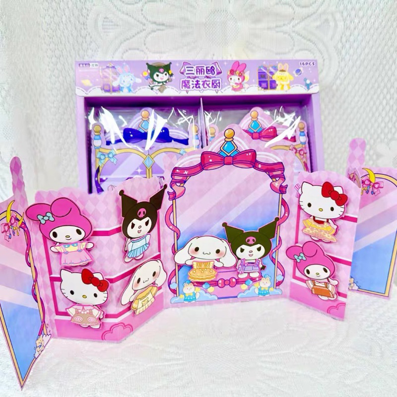 diy sanrio quiet book sticker bongkar pasang baju boneka