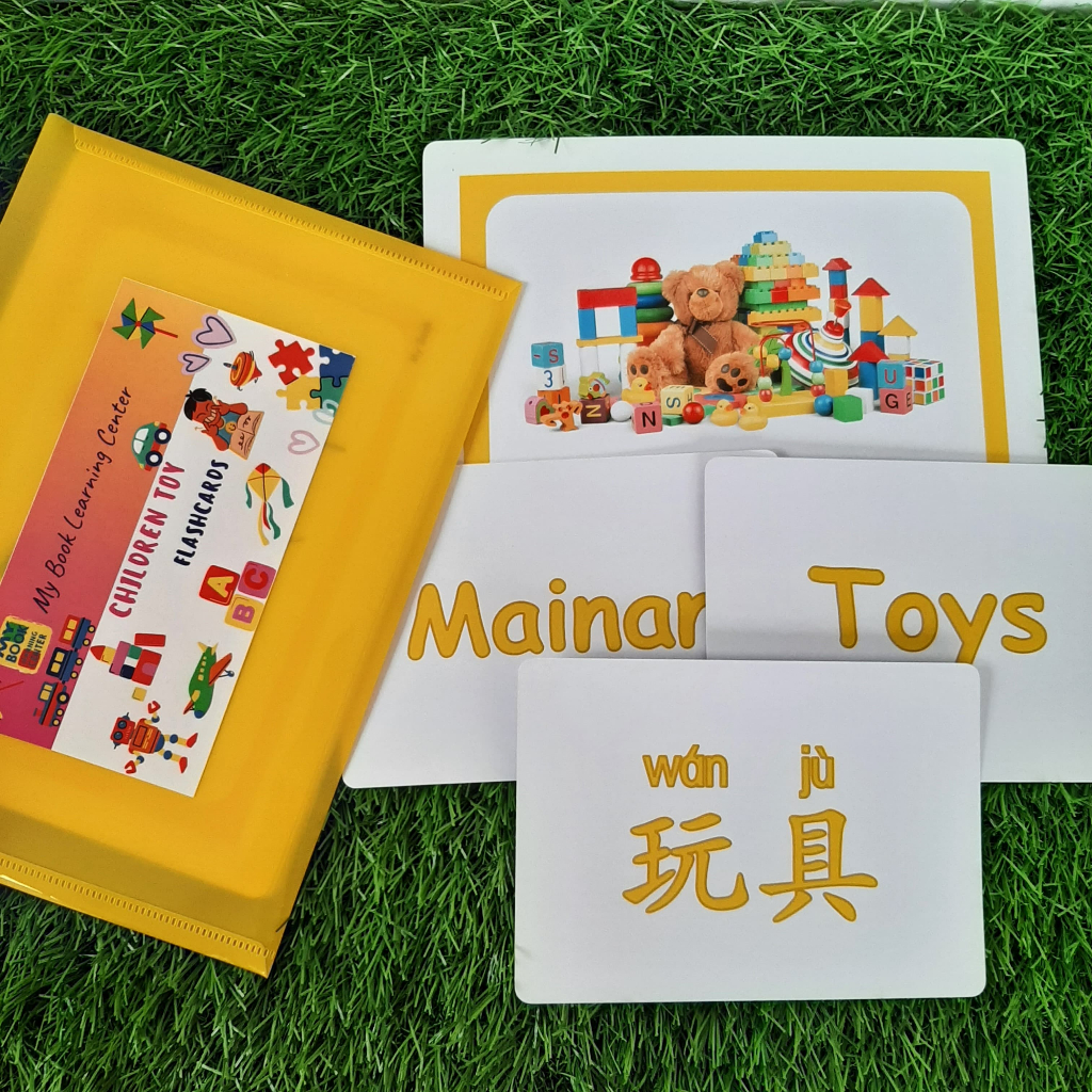 Kartu Mainan Edukasi Anak SIZE JUMBO Tema Mainan Anak // Children Toys 3 Bahasa untuk anak umur 1-6 