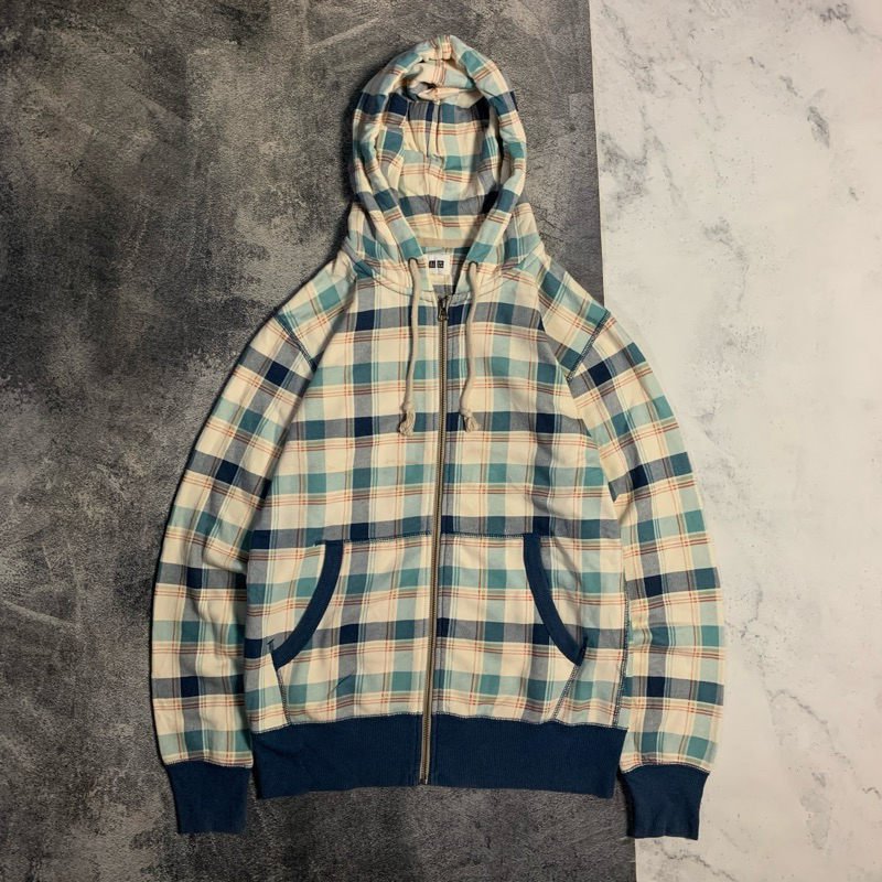 zip hoodie uniqlo tartan