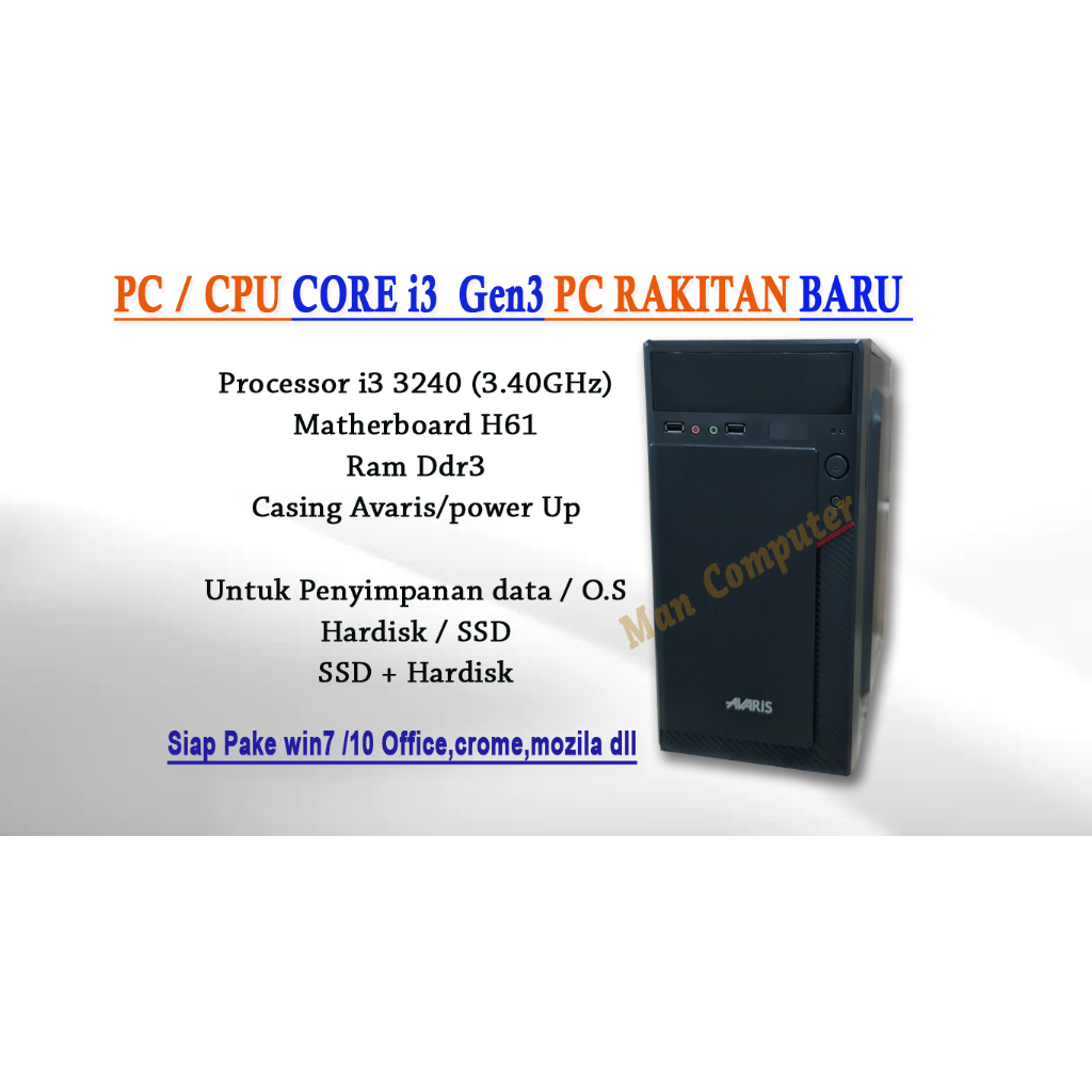 PC/CPU Komputer Gen3 Core i3 3.40GHz BARU Garansi