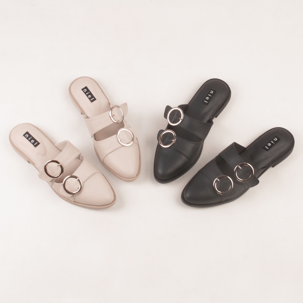 Niel Sandal Mules Wanita Vona Buckle Bustong
