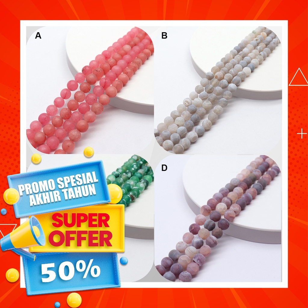 Promo Manik manik gelang 8mm / batu agate / batu agate manik manik 8mm / Bahan Gelang Manik Manik Ba