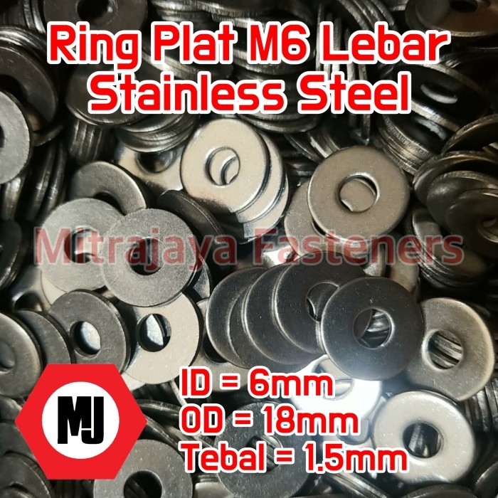 Ring Plat M6 Lebar Stainless Steel