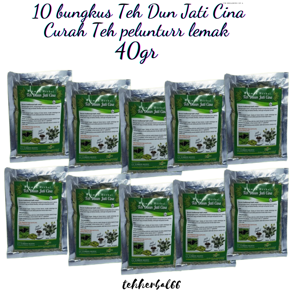 

10 bungkus Teh Daun Jati cina Peluntur Lemak 40gr