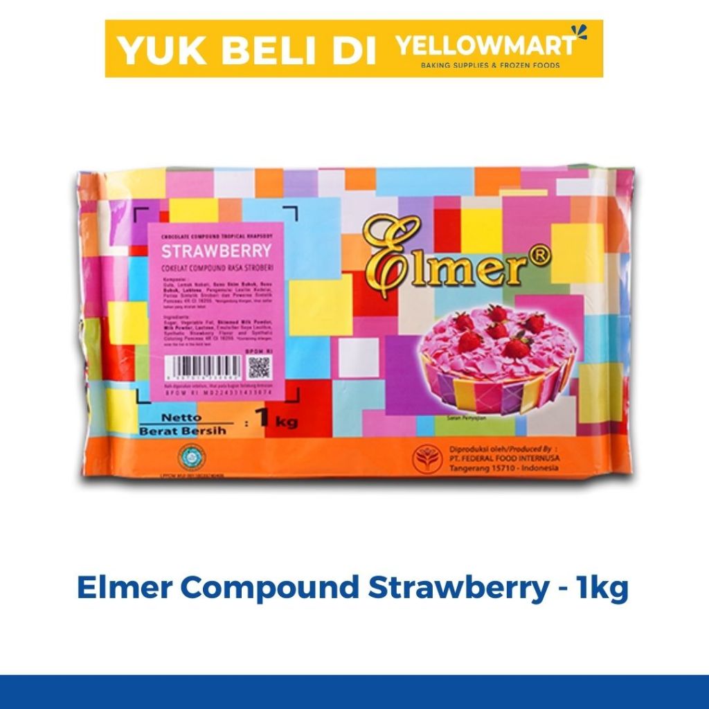 

Elmer Compound Strawberry 1kg - Cokelat Batang Rasa Stroberi