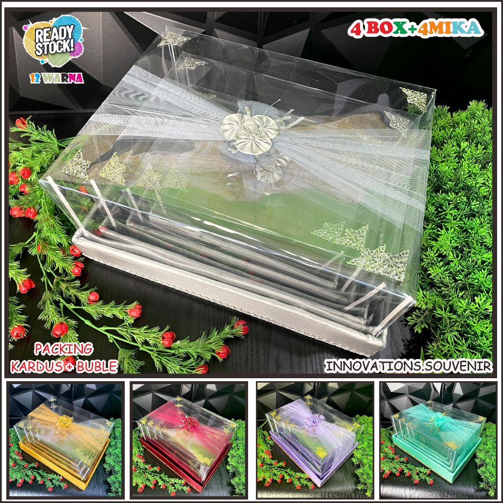 

Kotak Box Seserahan Pernikahan Model Tile Lapis Kain Satin Mewah Full Sett Isi 4 Box Termasuk Mika Tinggal Pasang Praktis Murah Elegante