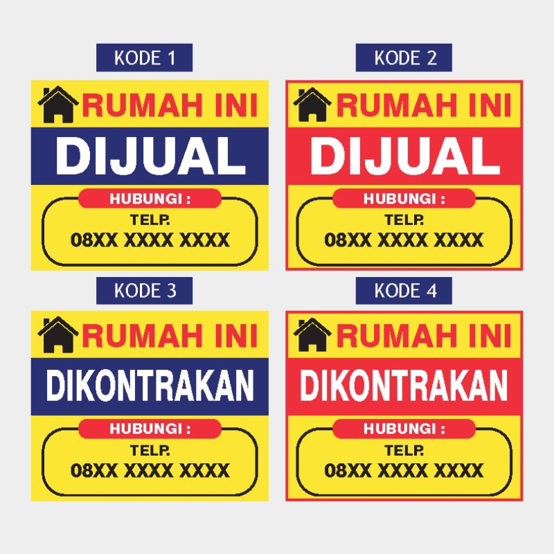 Spanduk/Banner Rumah Dijual / Dikontrakan 100x80cm