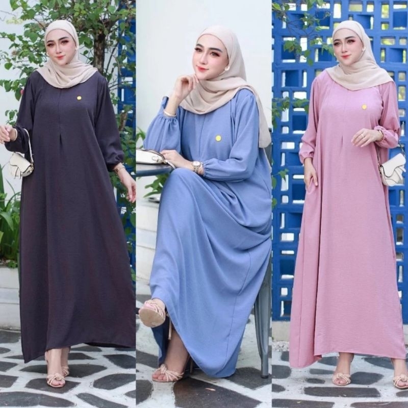 Gamis Aurel Dress Crinkle Airflow Premium Polos Busui