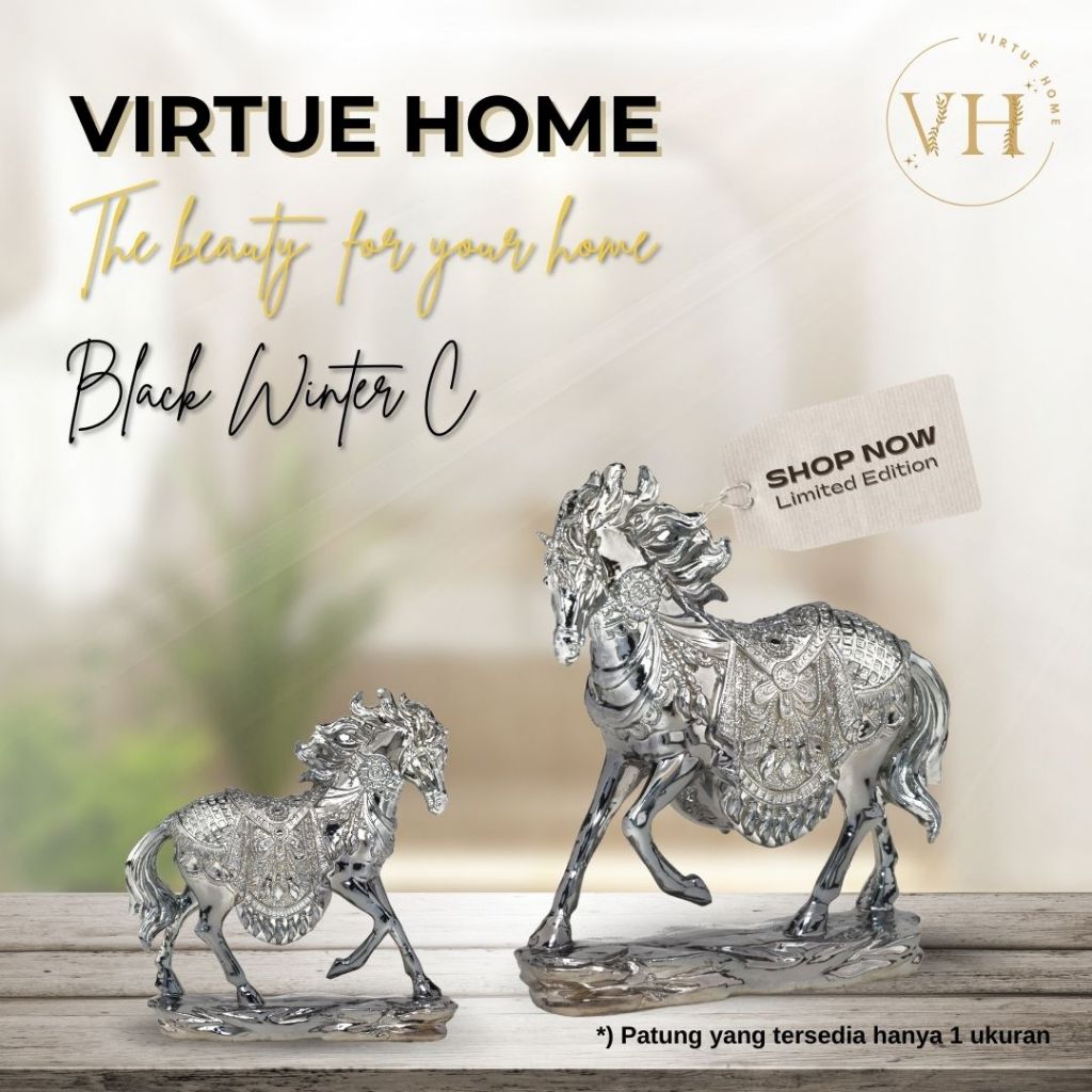 PATUNG DEKORASI RESIN ART UNTA BLACK WINTER C