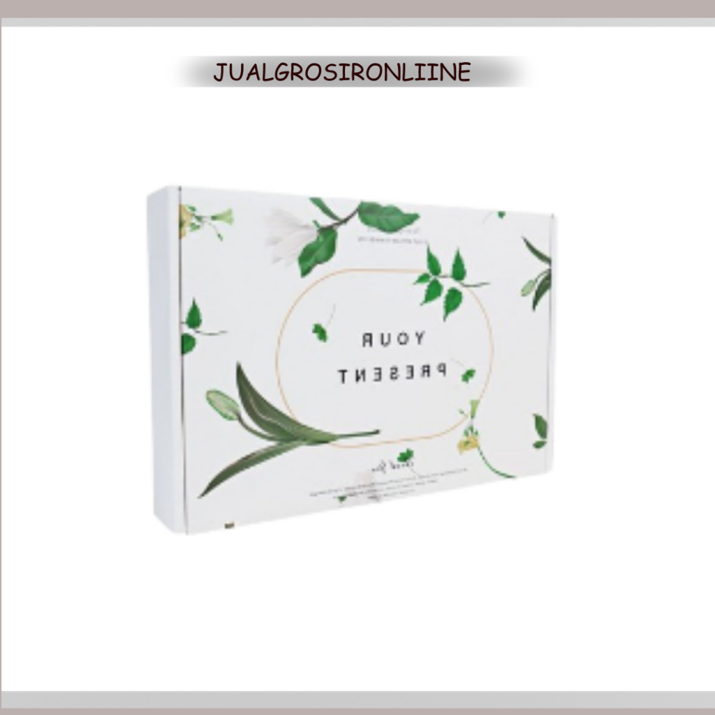 

Kotak kado / gift box jumbo uk 36x26x6 cm motif premium daun putih floral