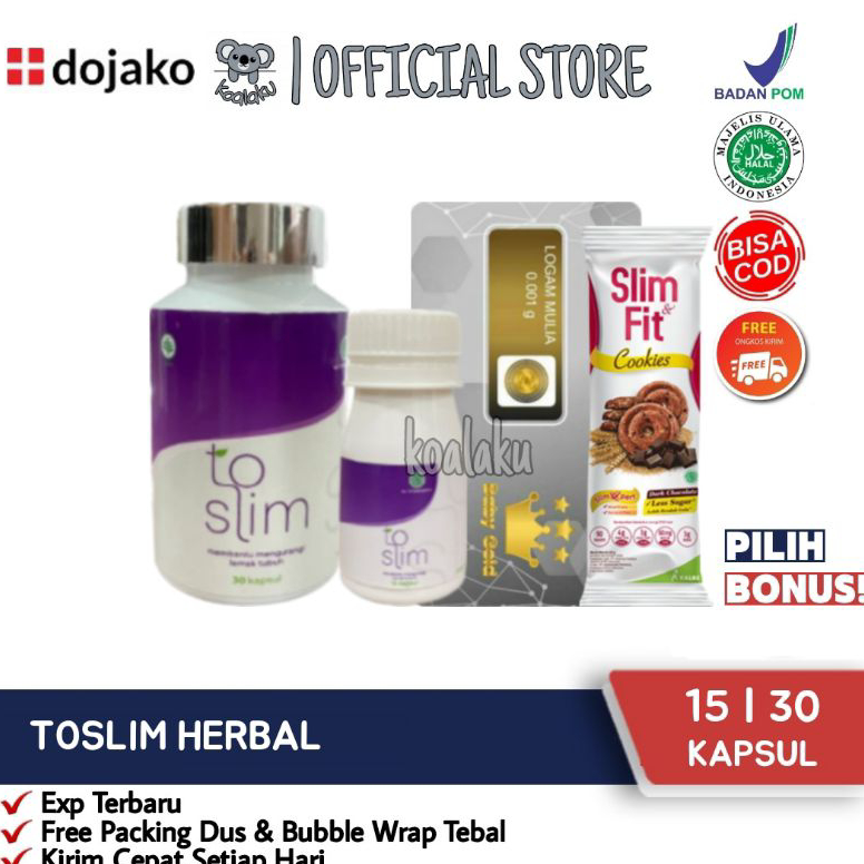 ₳ To Slim Herbal Original Toslim Dojako 15 30 kapsul Jamu Pelangsing Herbal Diet Detox SPECIAL PRICE 98B