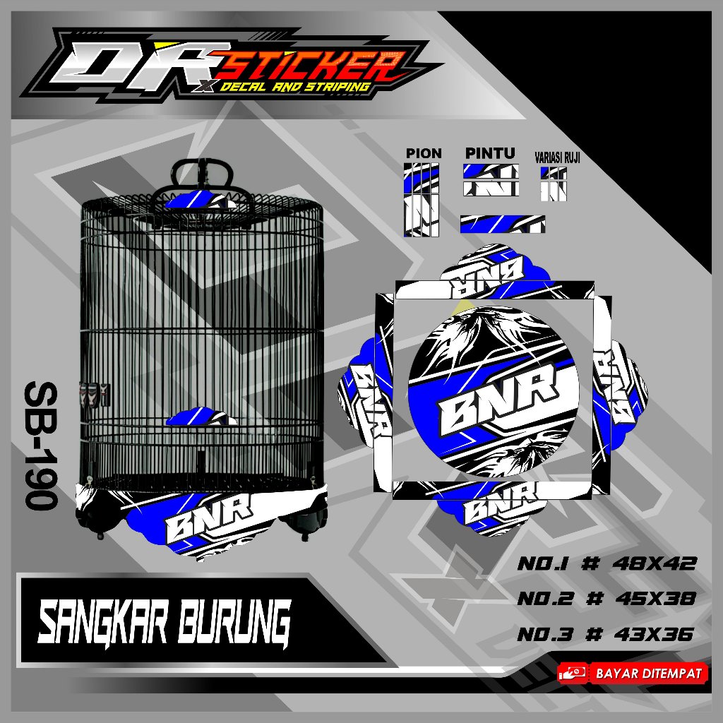 Stiker Decal Kandang Ebod Kotak - Dekal Sangkar Burung Kotak Desain BNR Keren