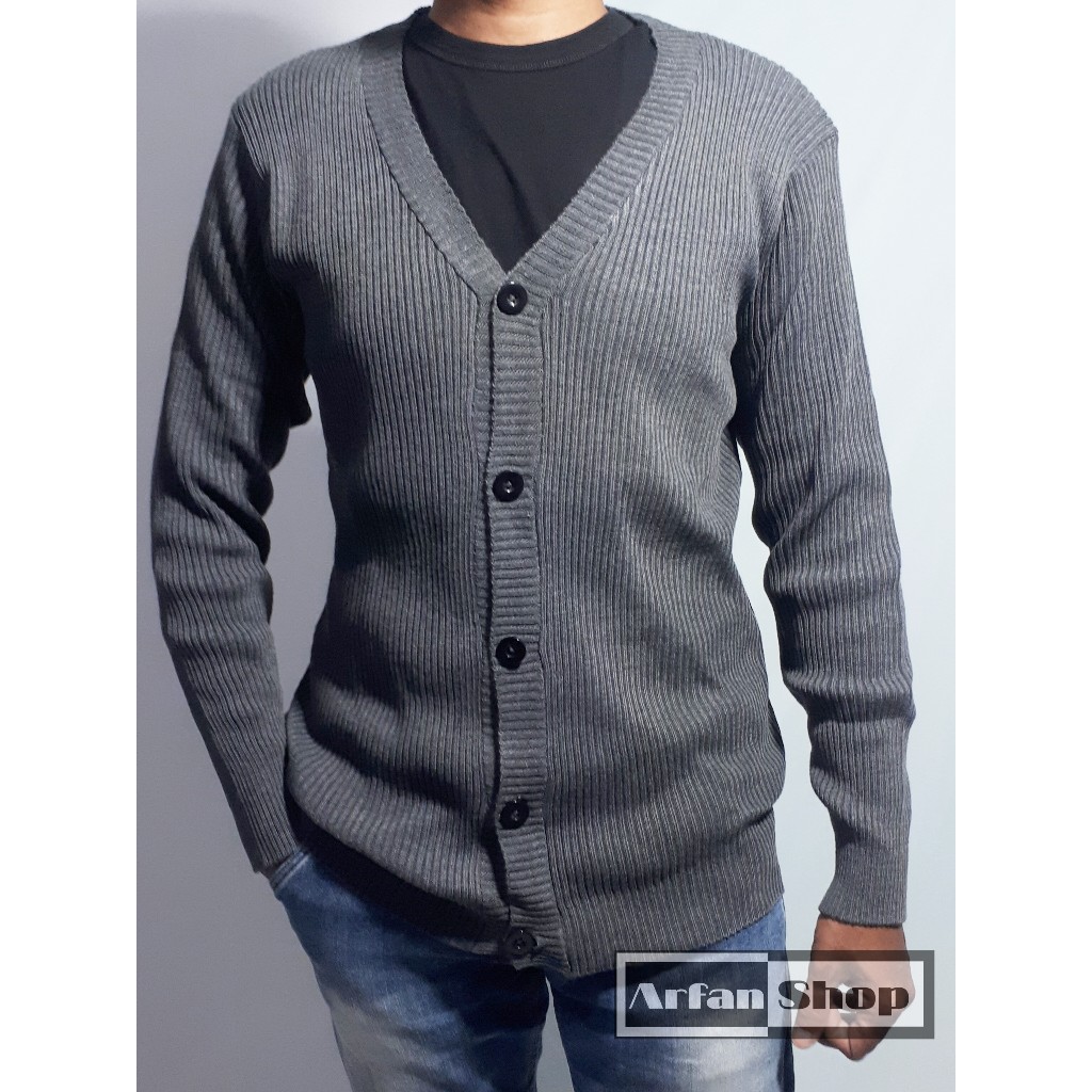 Cardigan Rajut Pria | Sweater Knit Kancing Cowok Polos