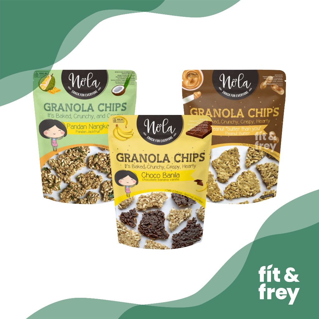 

NOLA Granola Chips 100g - Choco Banila / Peanut Butter / Pandan Nangka Es Teler - Healthy Snack Chocolate Vanilla - Cemilan Sehat