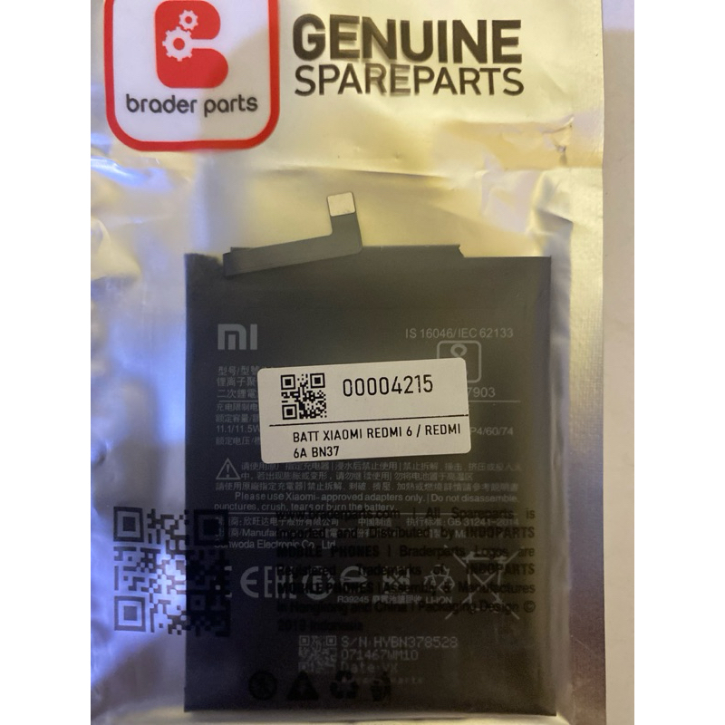 BATERAI BATRE BN37/ REDMI 6/ REDMI 6A ELEMEN ORI