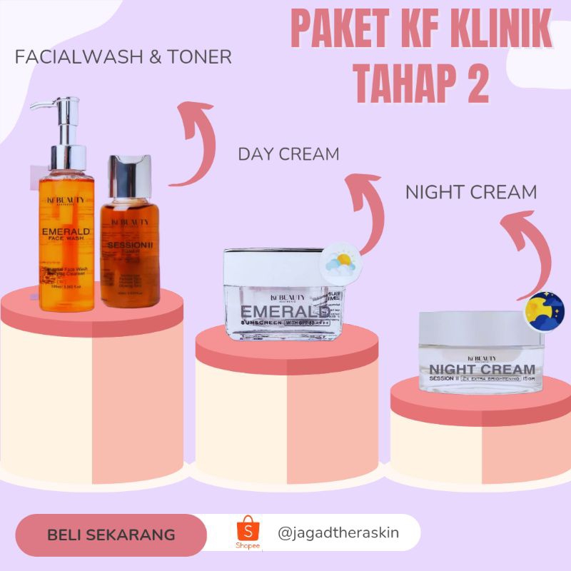 (COD)KF SKIN KLINIK TAHAP 2/KFSKIN FACIAL WASH TAHAP 2/KFSKIN TONER TAHAP 2/KFSKIN DAY CREAM 2