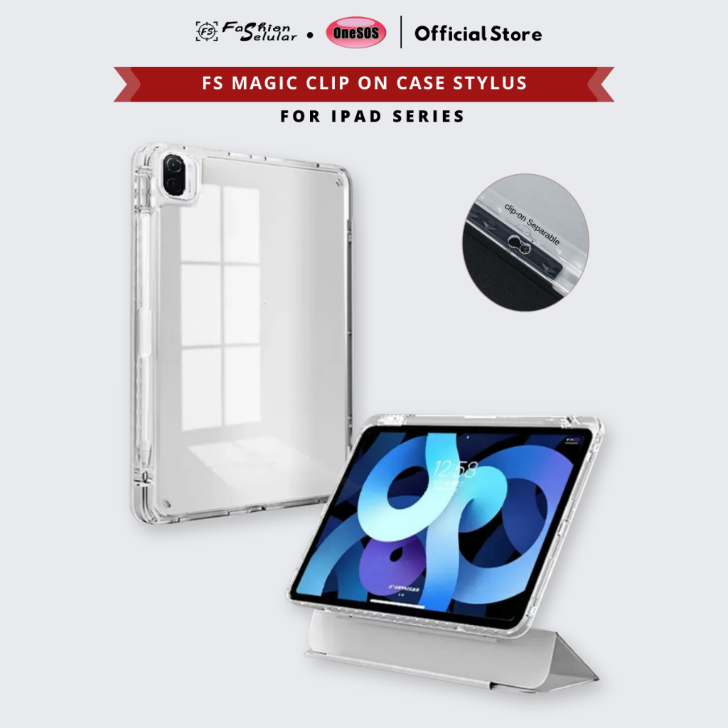 FS Case iPad Magic Clip-on Separable Stylus for iPad 5 6 7 8 9 10  | iPad Air 1 2 4 5 6 Clear Hard C