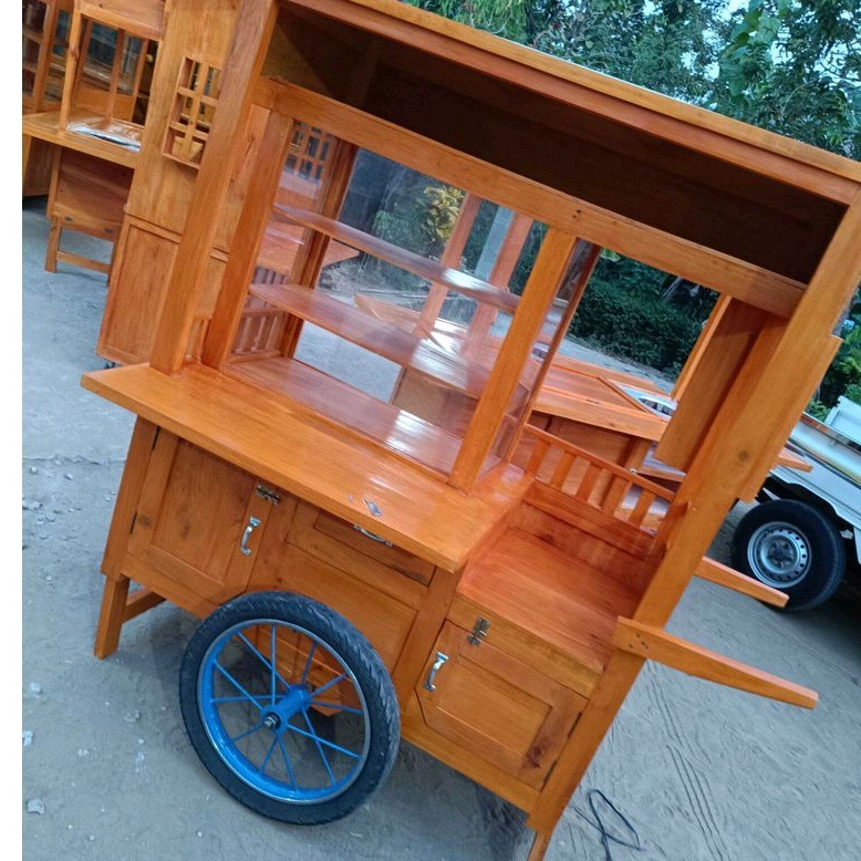 Gerobak Gorengan Kayu Mahoni Free Ongkir Jawa