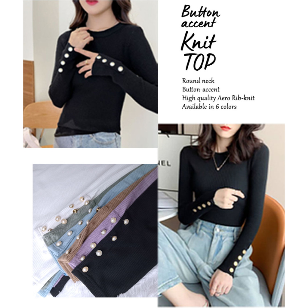 PREMIUM Kaos Rajut Knit Top aksen kancing button Kaos Dailywear BIGSIZE JUMBO