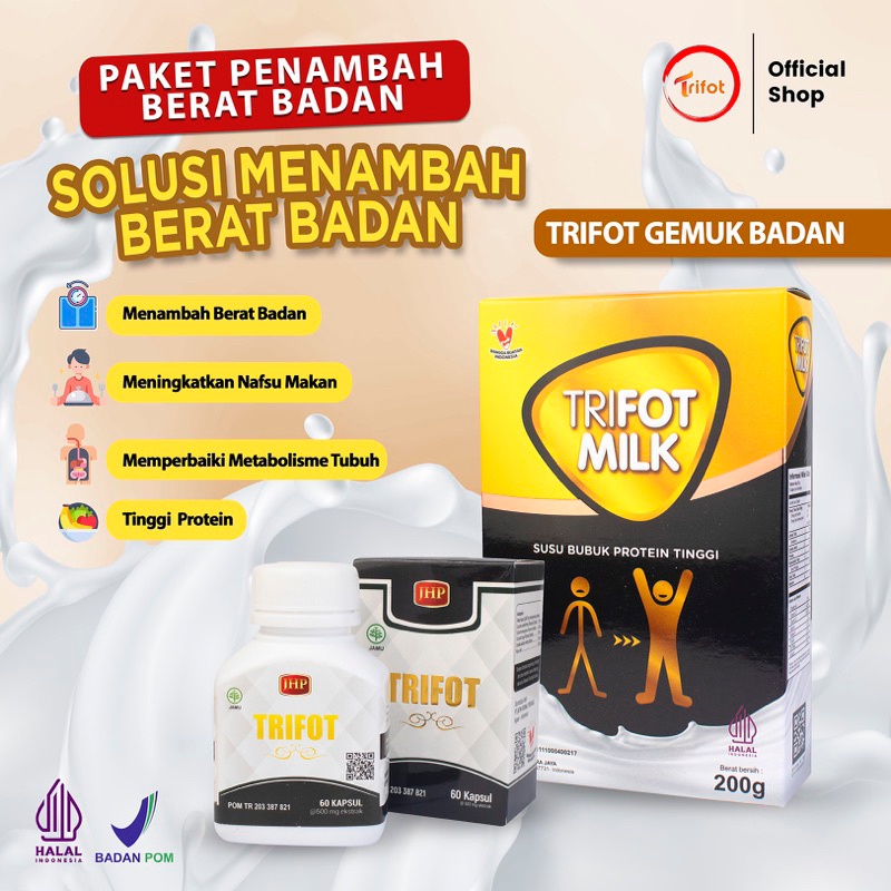 

SPECIAL PROMO Trifot Penggemuk Isi 60 Kapsul Free 1 Box Susu Gemuk TrifotMilk 200gr