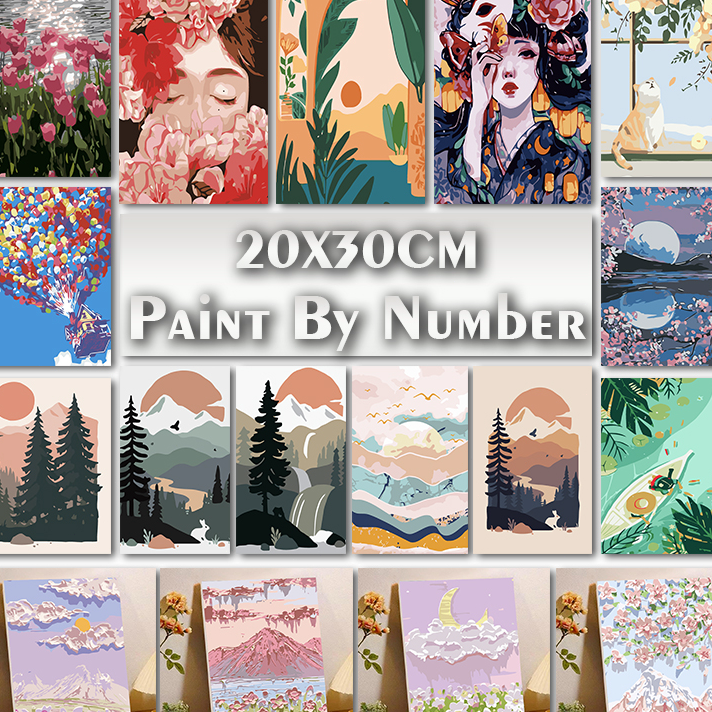 

Laris Paint By Number 20x30cm DIY Paint Kit with Frame Digital Painting Landscape Cartoon Anime Series