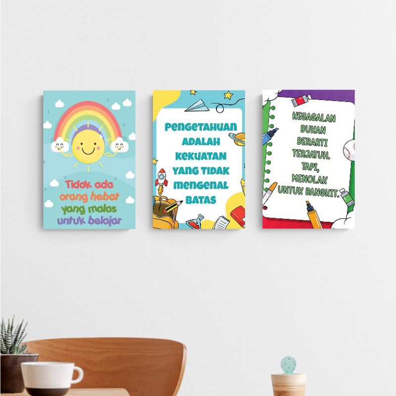 Pajangan Dinding Kamar Anak Hiasan Tempat Tidur Poster Walldecor Quotes Motivasi